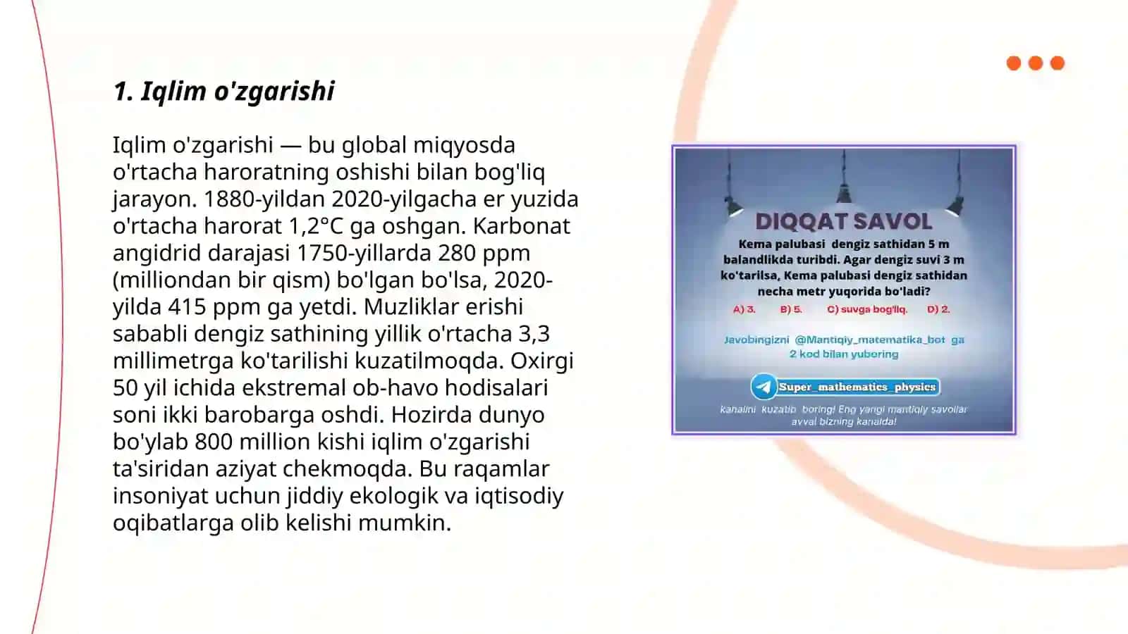 Ekologik faktorlar viktorina Savollar 3
