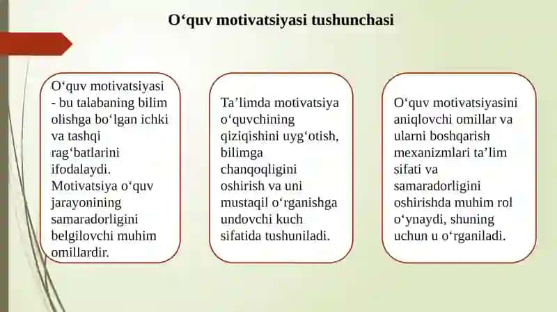 Ta'lim jarayonida o'quv motivatsiyasi va uni boshqarish muammosi 3