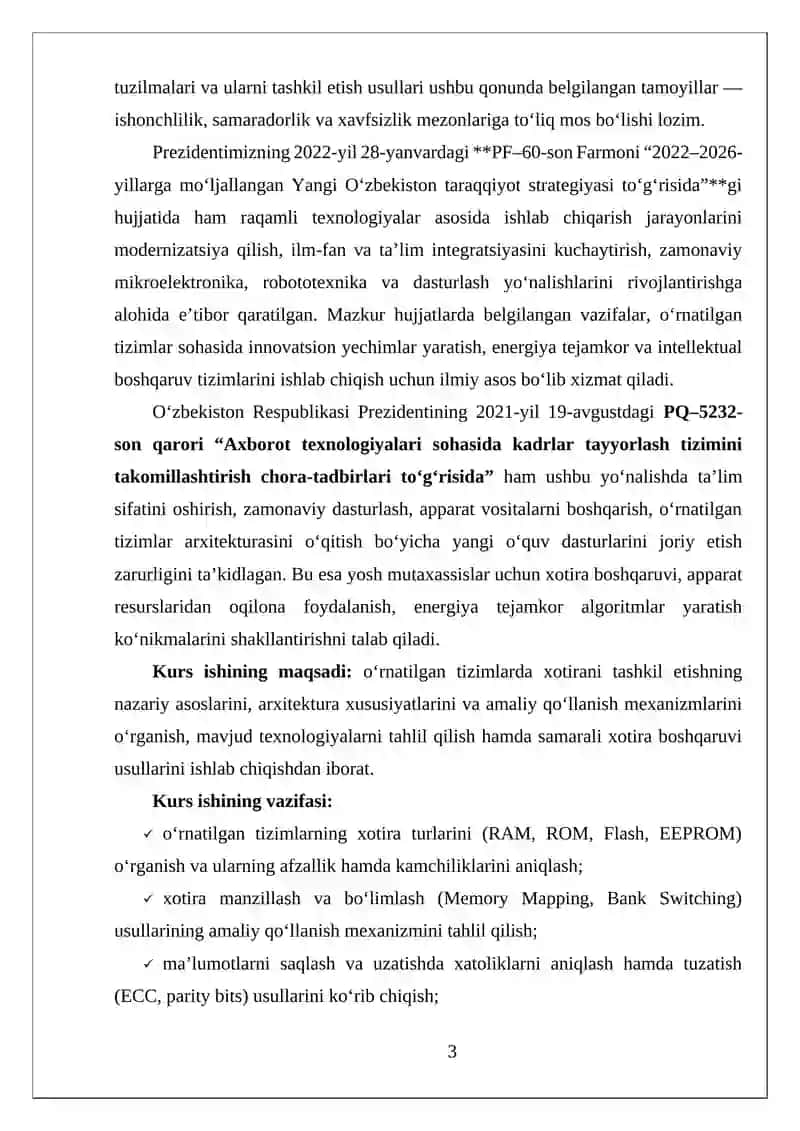 O’RNATILGAN TIZIMLARDA XOTIRANI TASHKIL ETISH USULLARI 3