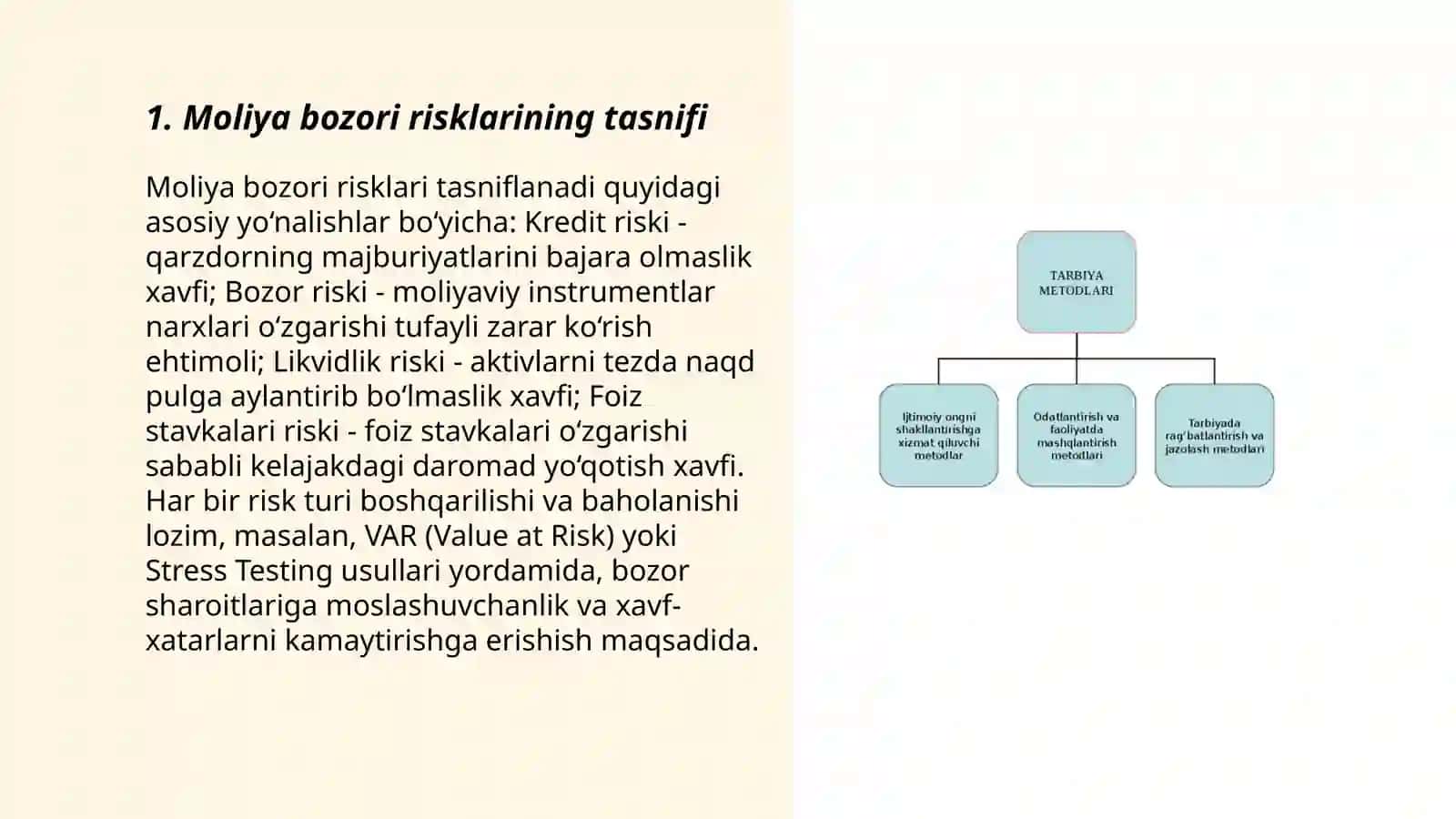 Moliya bozori risklar mohiyati, asosiy turlari va baxolash usullari 3