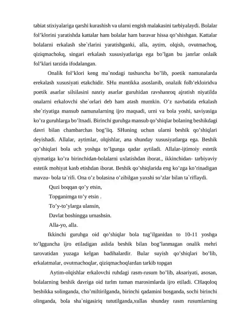Bolalar Folklorida Qo'shiqlarning Xususiyatlari 3