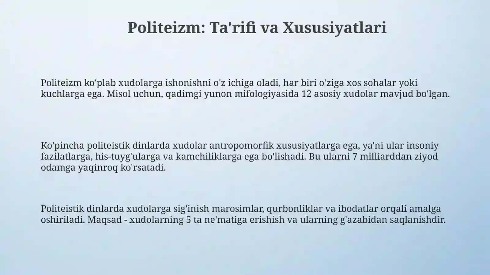 Politeizm, Monoteizm va Genoteizm: Ta'riflar va Xususiyatlar 3