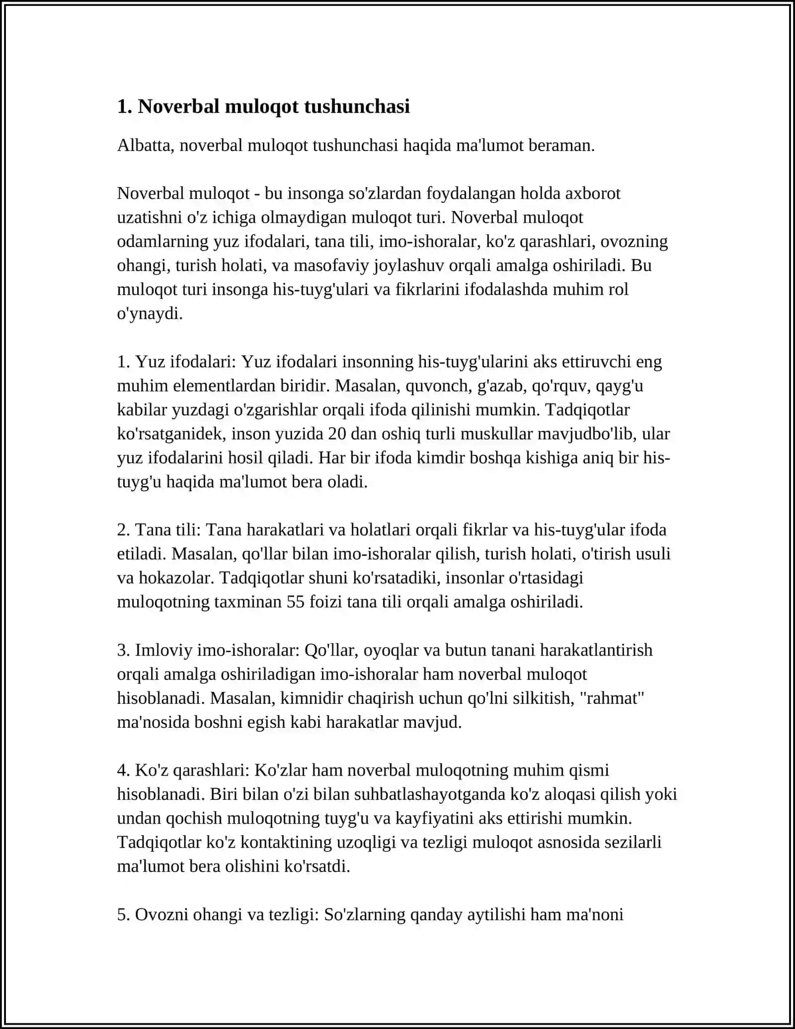 NOVERBAL MULOQOT NIMA VA UNING BOSHQA MULOQOT TURLARIDAN FARQI 3