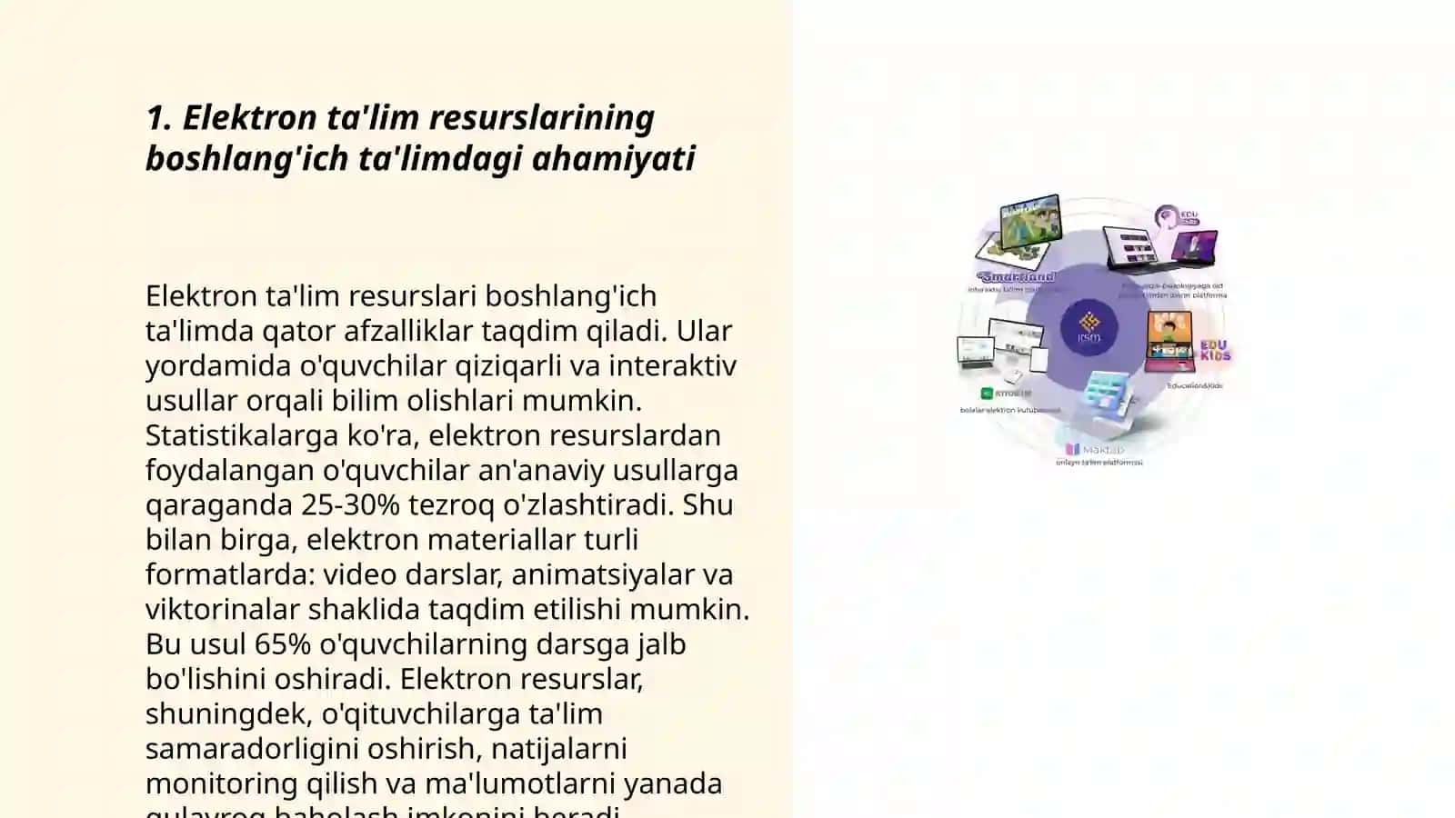 Elektron ta'lim resurslarini boshlangich ta'limda o'rni 3