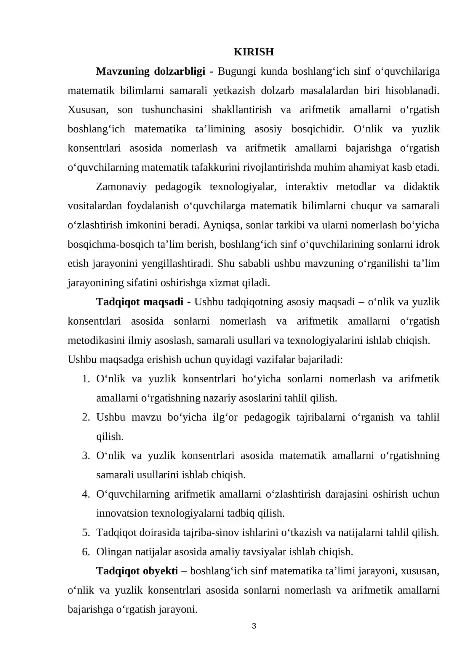 “O‘NLIK”, “YUZLIK” KONTSENTRIDA NOMERLASHGA O‘RGATISH METODIKASI. KONSENTRLARDA ARIFMETIKA AMALLAR BAJARISHGA O‘RGATISH. 3