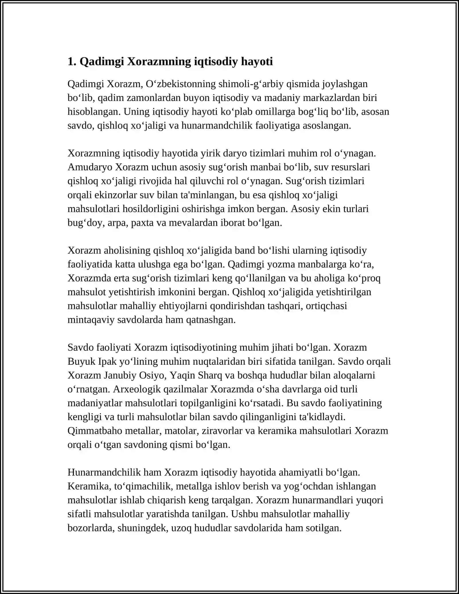 ILK DAVLATLAR: QADIMGI XORAZM, BAQTIRYA, SUĞDIYONA.IJTIMOIY-IQTISODIY MADANIYHAYOT 3