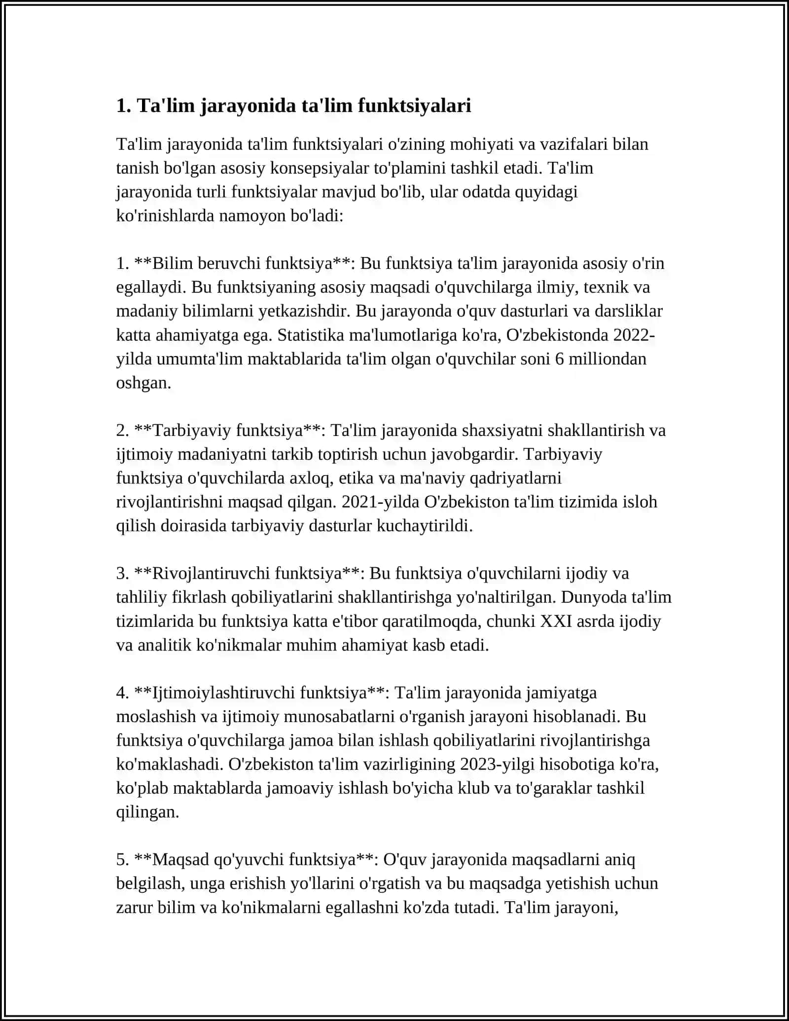 TA’LIM JARAYONINING TA’LIMIY, TARBIYAVIY VA RIVOJLANTIRUVCHI FUNKSIYALARI 3