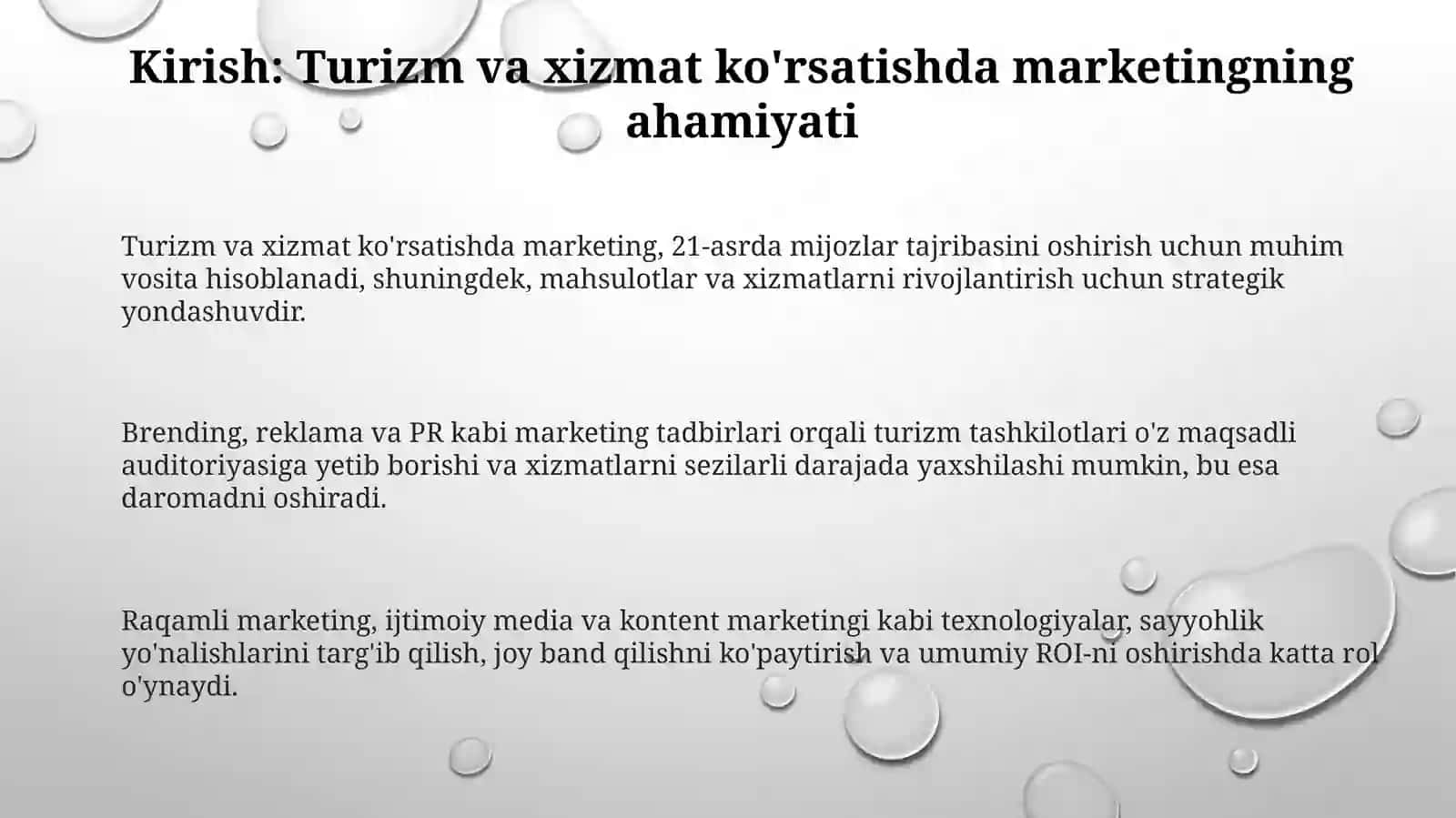 Turizm yoki xizmatlar sohasi uchun marketing 3