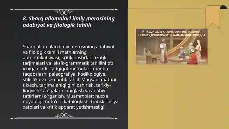 Sharq allomalari ilmiy merosining adabiyot va filologik tahlili 3