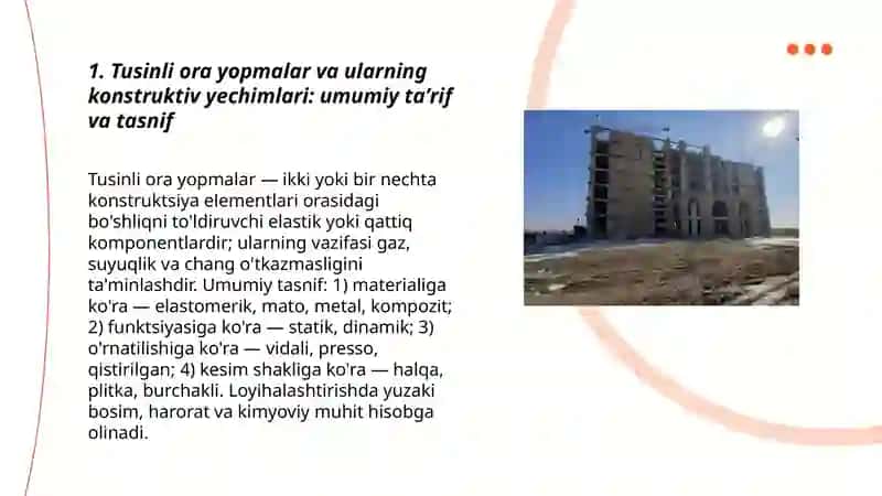 Tusinli ora yopmalar va ularning konstruktiv yechimlari 3