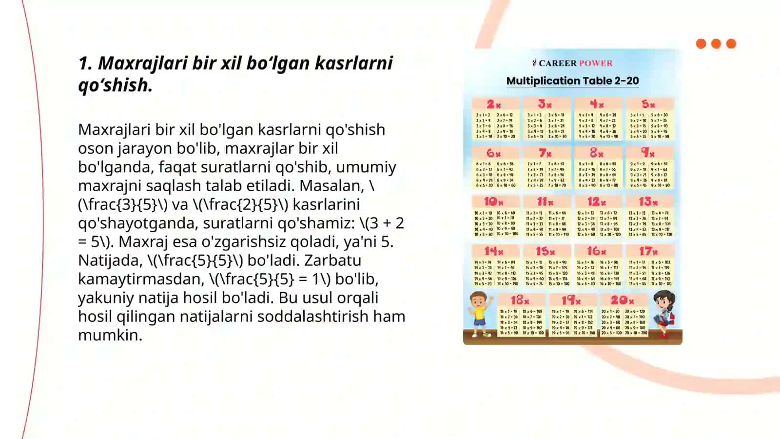 Kasr 2,4,8 boʻlgan kasrlar tushunchasi 3