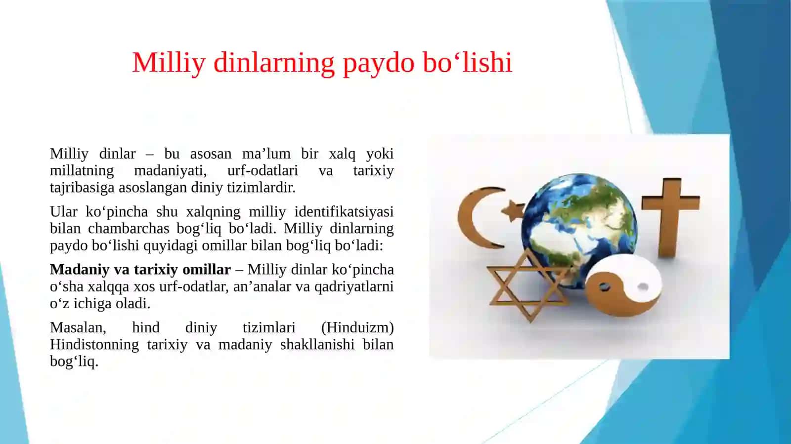 Milliy dinlar paydo bo'lishi va ko'rinishlari 3