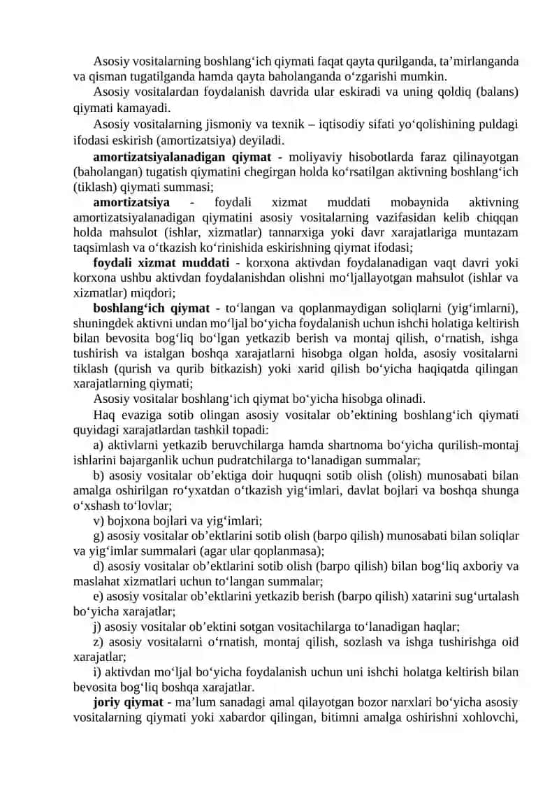Asosiy vositalar tushunchasi va baholash 3