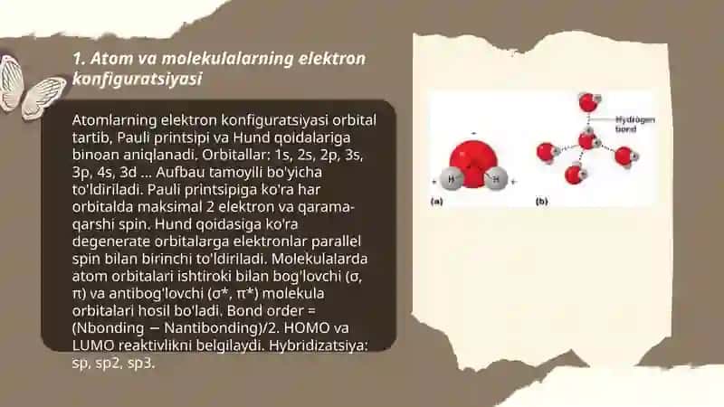 Kimyoviy birikmalarning elektron tuzilishi va xossalari 3