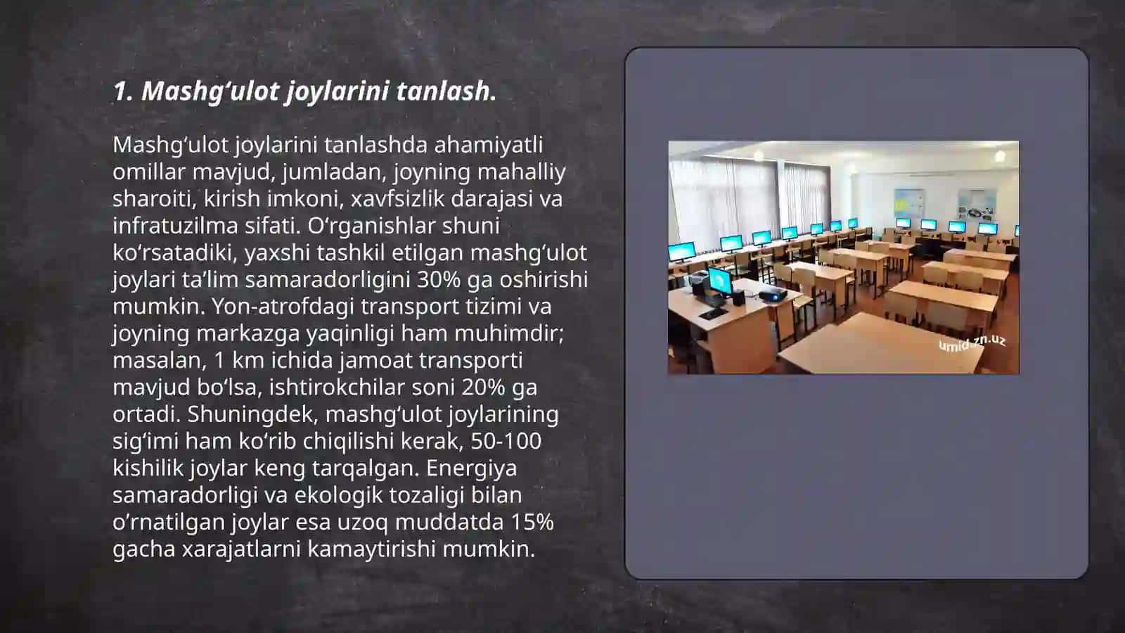 Mashgʻulot joylari va ularni jihozlanishi 3