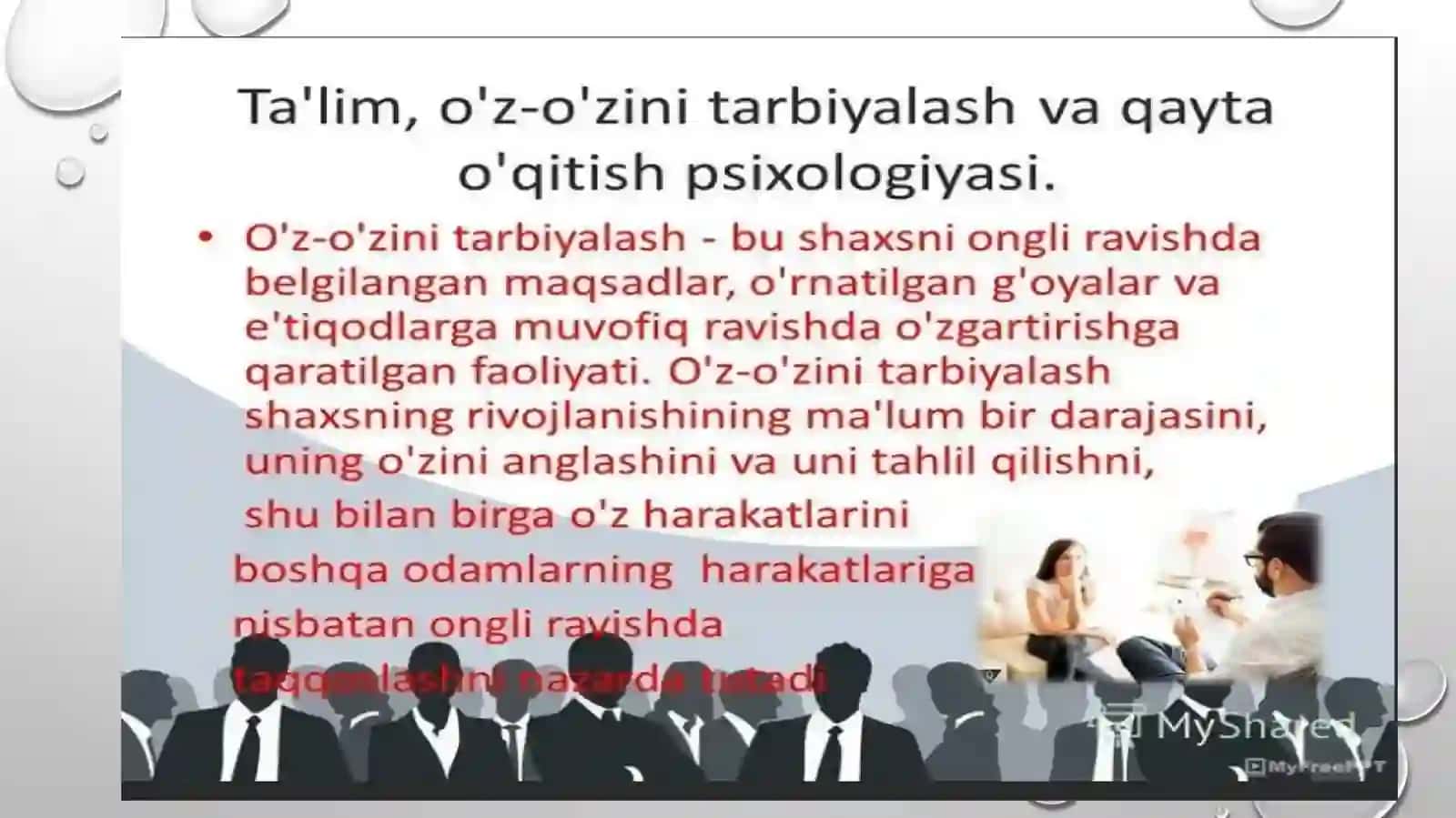 O’z-o’zini tarbiyalash va o’z ustida ishlash. Pedagogik tajribani to’plash tizimi 3