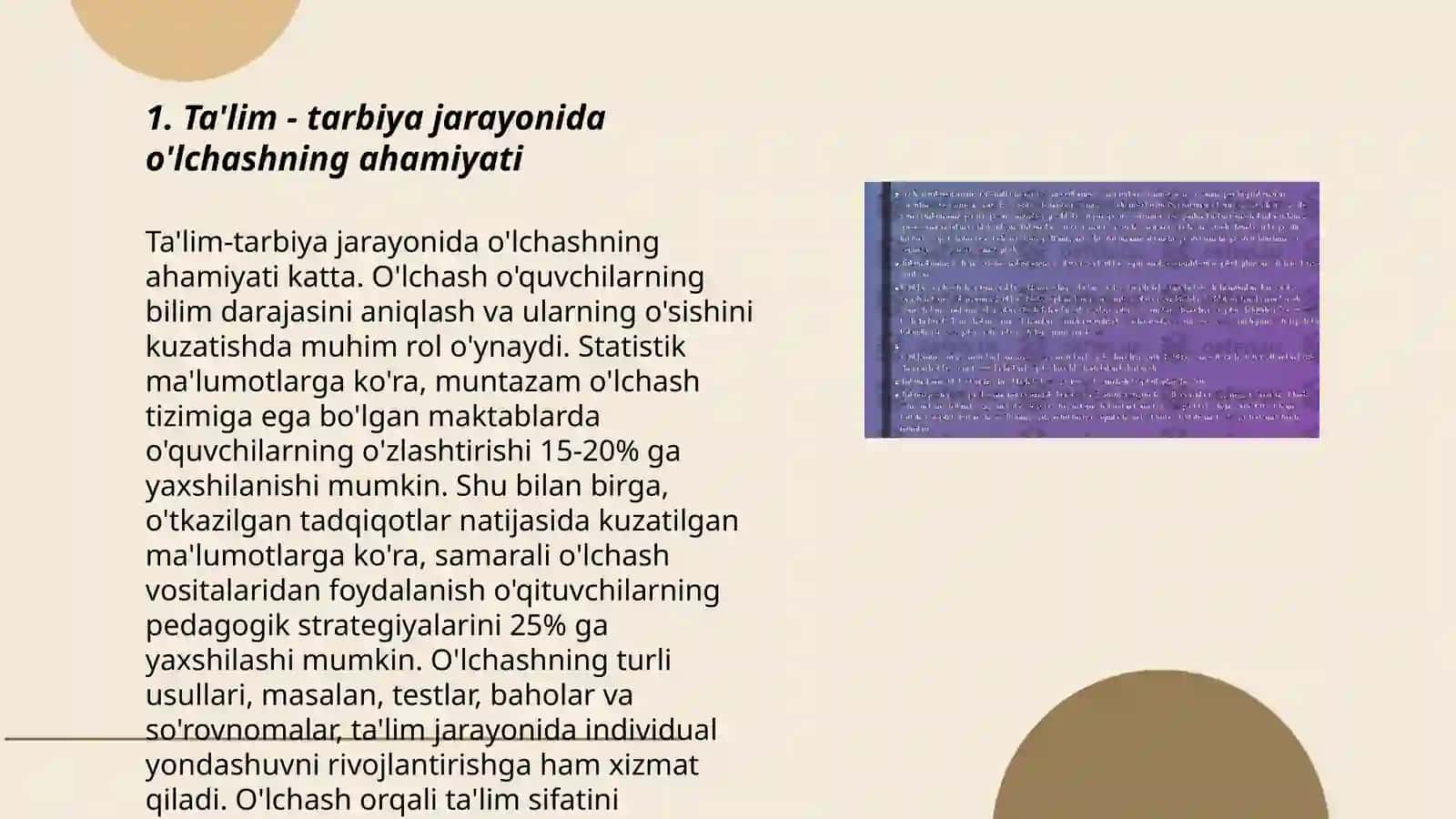 Ta'lim - tarbiya jarayonida o'lchash va shkalalash mazmun mohiyati 3