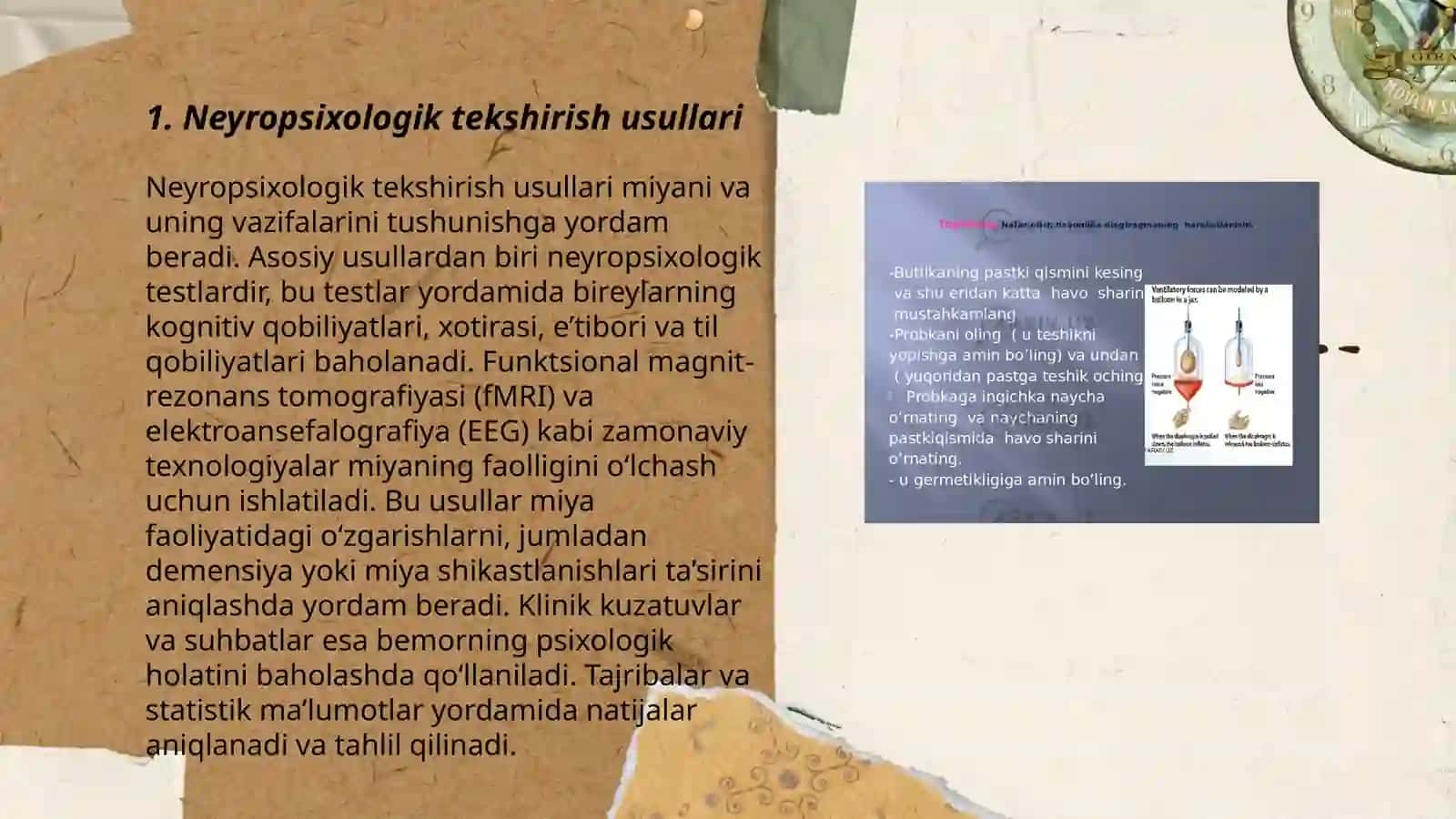 Neyropsixologik tekshirish usullari Ikkinchi signal tizimi markazlari 3