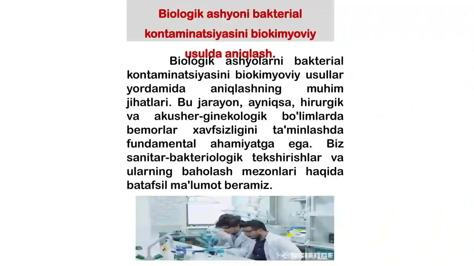 Biologik ashyoni bakterial kontaminasiyasini biokimyoviy usulda aniqlash 3