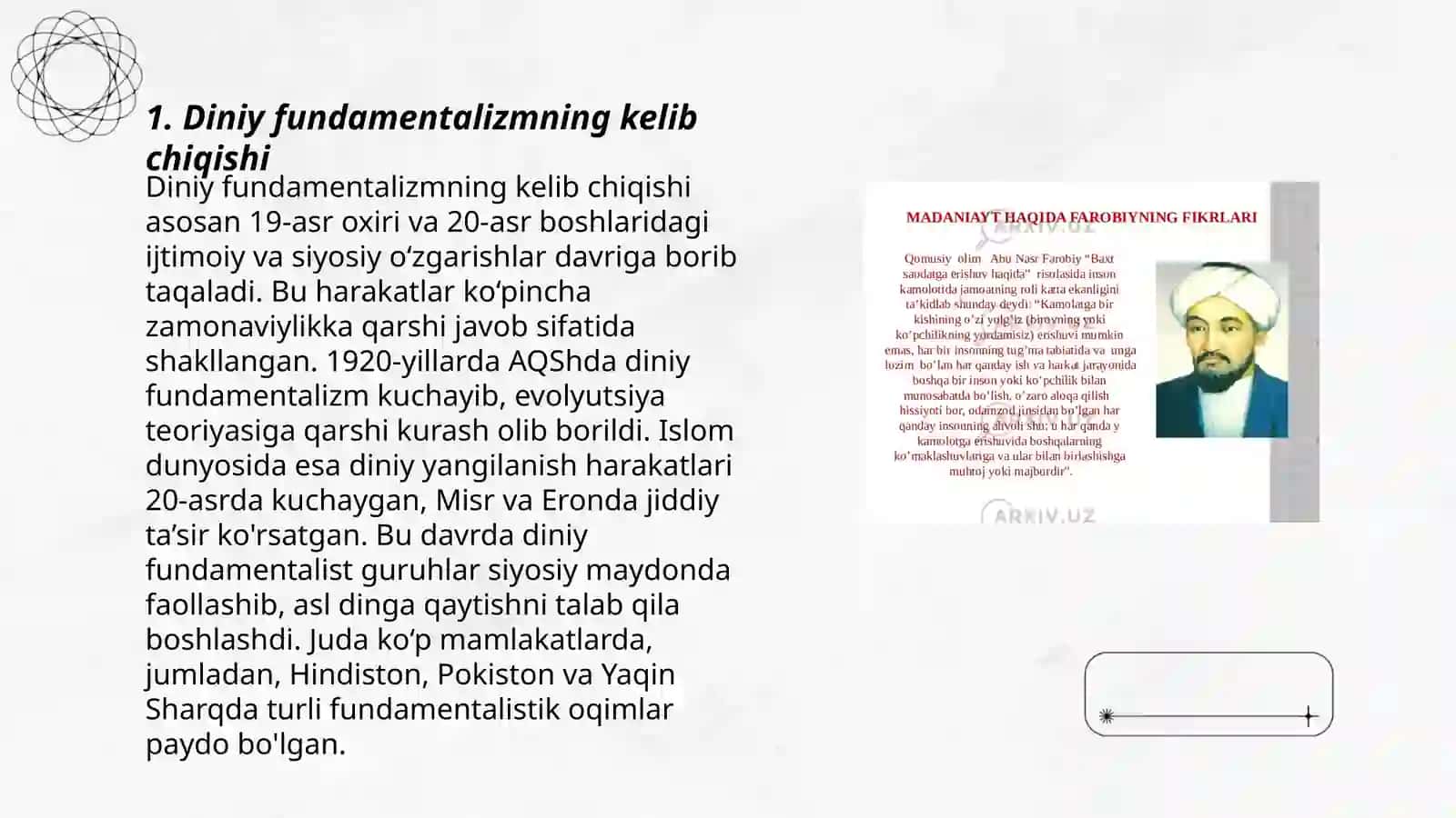 Diniy fundamentalizim, radikalizim, terorizimning tarixi va yoʻnalishlari 3