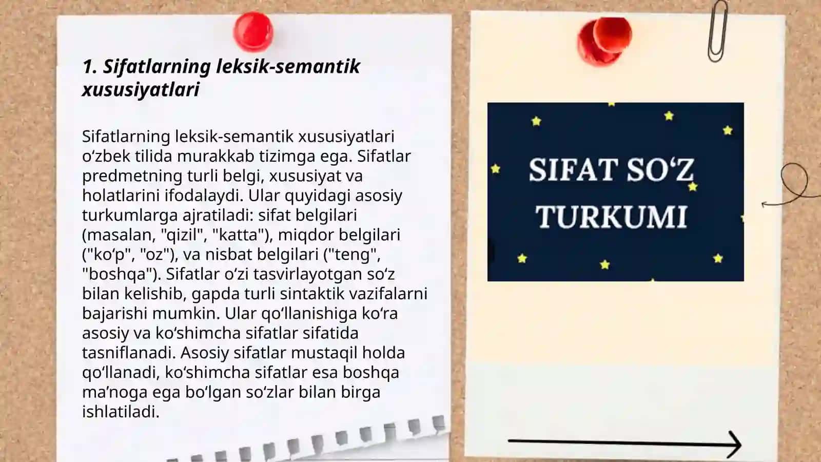 Sifat turkumini oʻrganishda leksik -semantik mashqlar 3