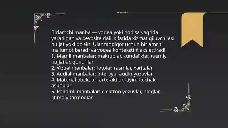 Birlamchi manbalarni oʻqish va kanspektlashtirish 3