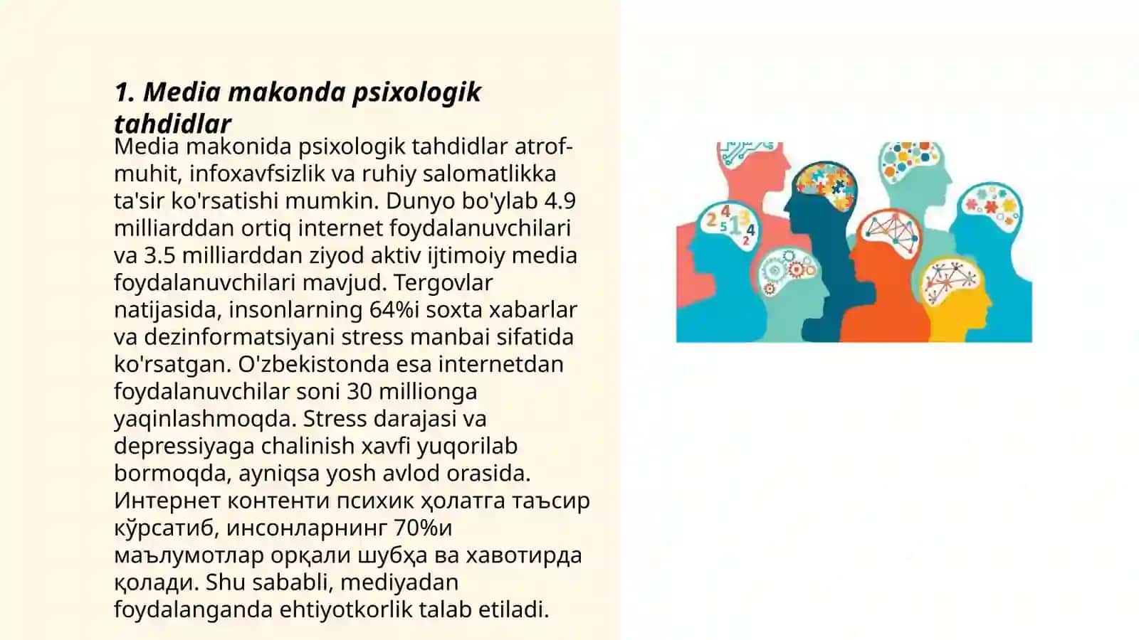 Slayd "Media makonda psixologik,diniy va madaniy tahdidlar" 3