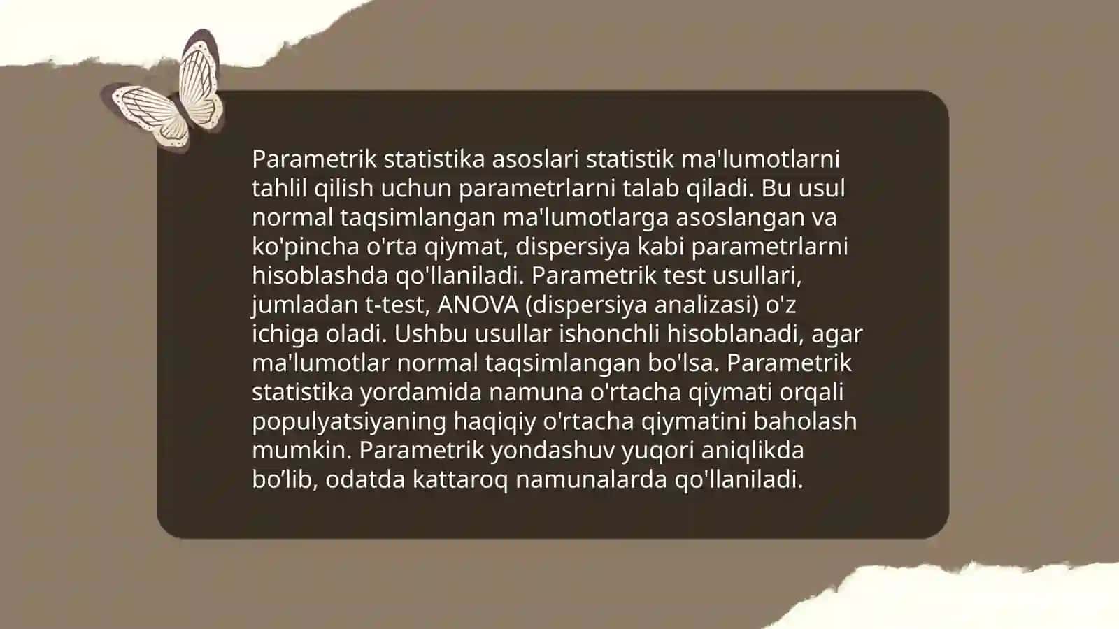 Parametrik va noparametrik metodlar haqida tushuncha 3