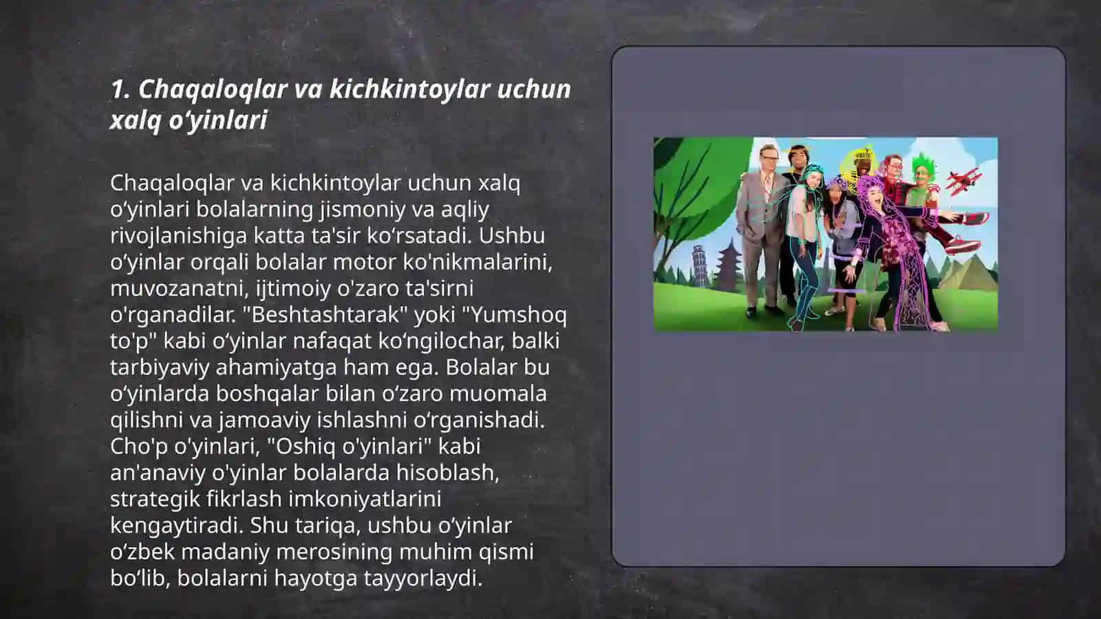 Milliy xalq oʻyinlaridan namunalar keltirish uni ta’limiy tarbiyaviy gʻoyasini ochib berish 3