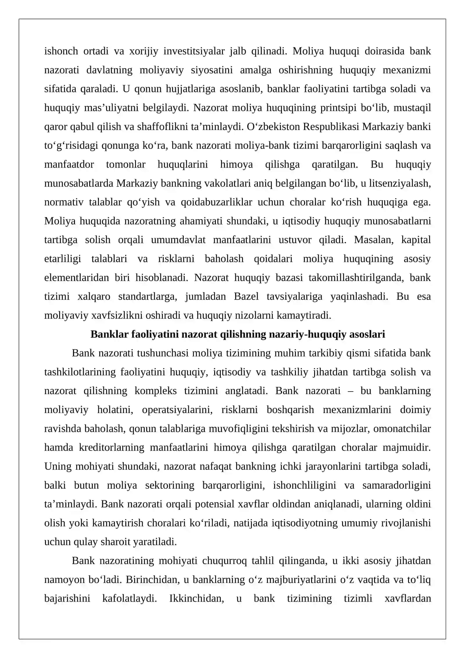 Banklar faoliyatini nazorat qilish, banklar faoliyatini nazorat qiluvchi organlar va ularning vakolatlari 3