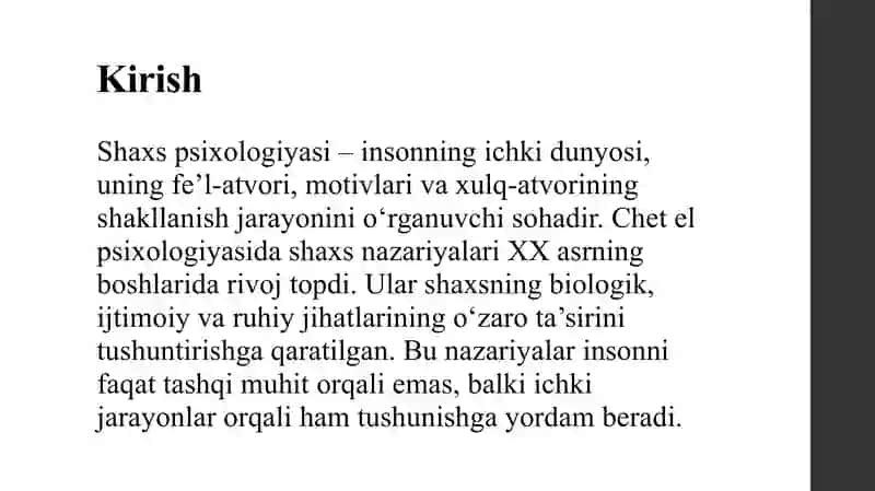 Chet el psixologiyasida shaxs nazariyasi 3