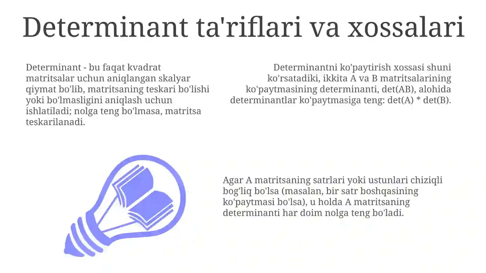 Determinantlar hisoblash usullari 3