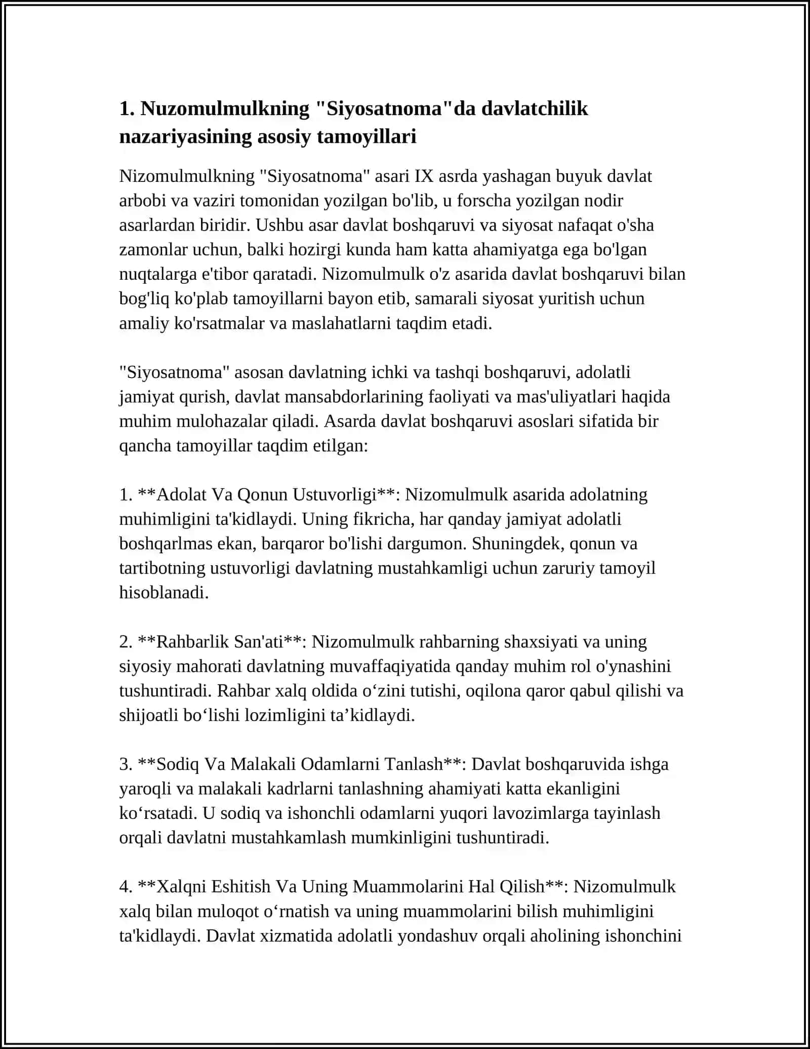 NUZOMULMULKNING "SIYOSATNOMA" ASARIDA DAVLATCHILIKKA OID QARASHNING BAYON ETILISHI 3