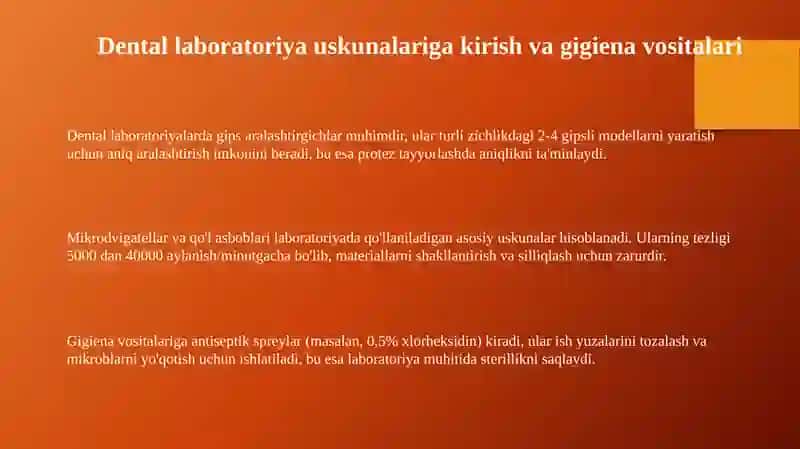 Tish laboratoriya texnikasi va klinikada qo'llaniladigan yordamchi materiallar 3