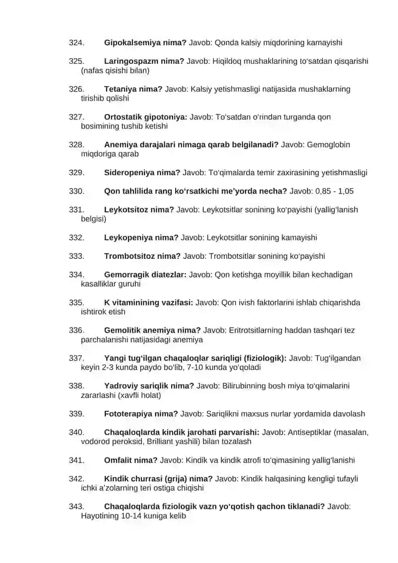 tibbiyot fanidan savol javoblar 5 qism 3