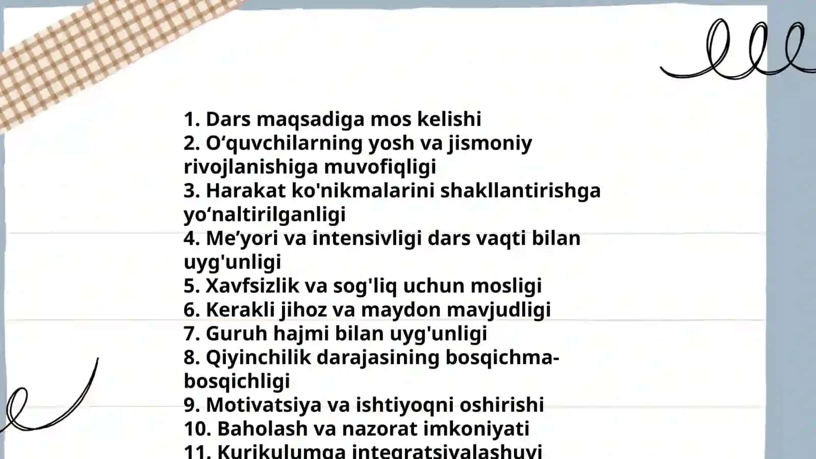 Harakatli o'yinlarni darsni asosiy qismida mos holda tanlash va tahlil qilish 3