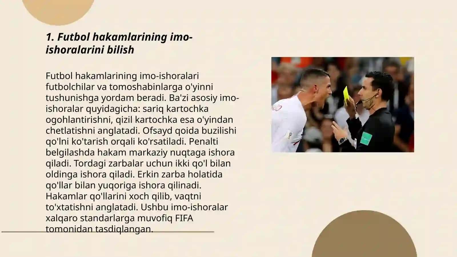 Futbol hakamlarining imo-ishoralarini oʻrganish 3