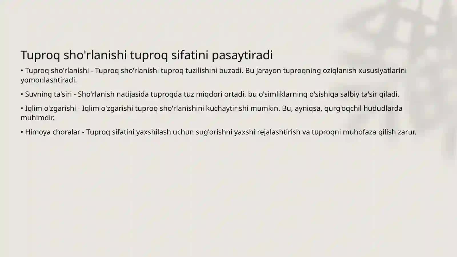 Tuproqning sho'rlanishi va ifloslanishi, tuproq eroziyasi 3