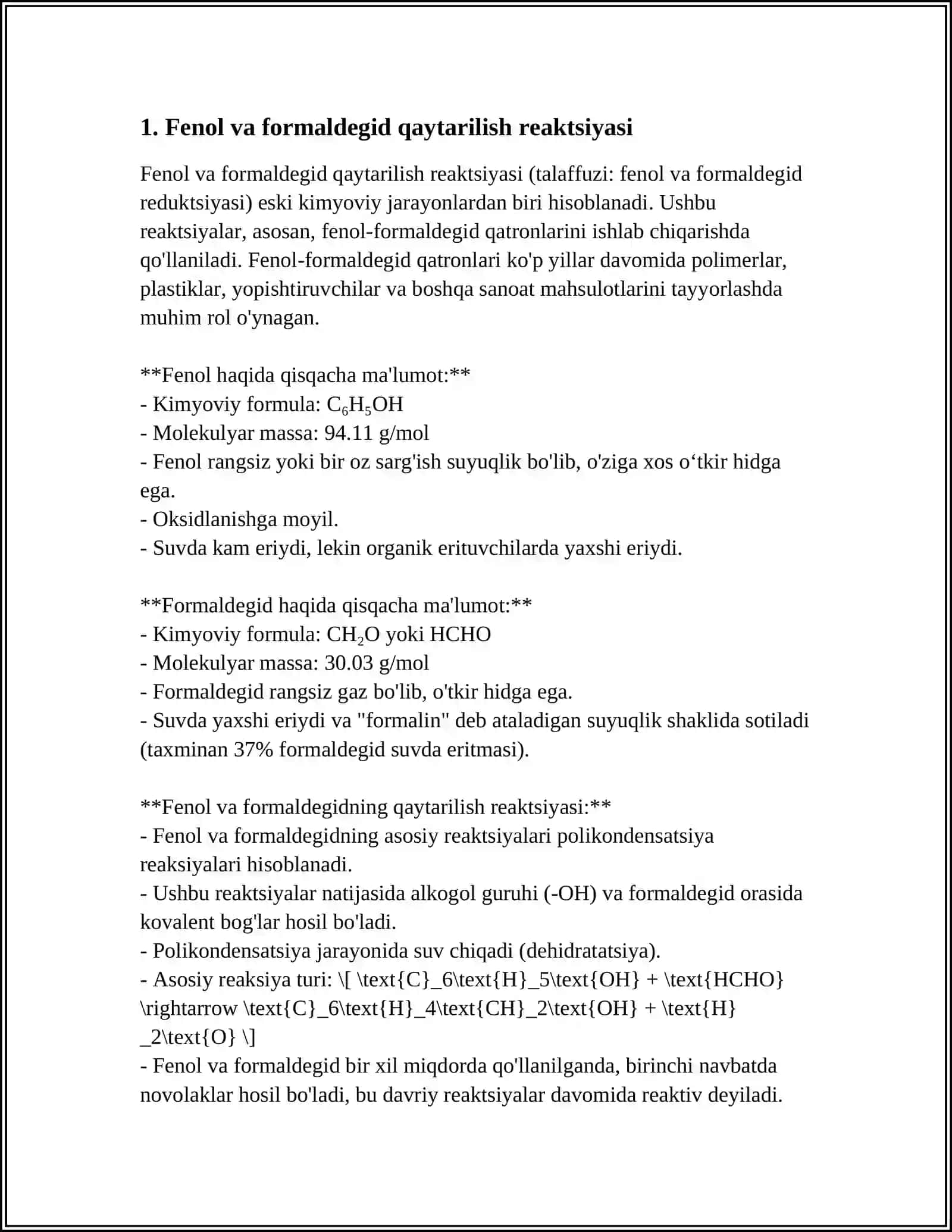 FENOLFORMALDEGID SMOLASINI OLISH VA XOSSALARINI ÒRGANISH 3