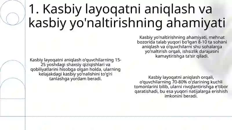 Trening yordamida o'quvchilarni kasbga moyilligini aniqlash va kasb-hunarga yo'naltirish 3