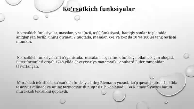 Ko'rsatkich va Logarifmik Funktsiyalar 3
