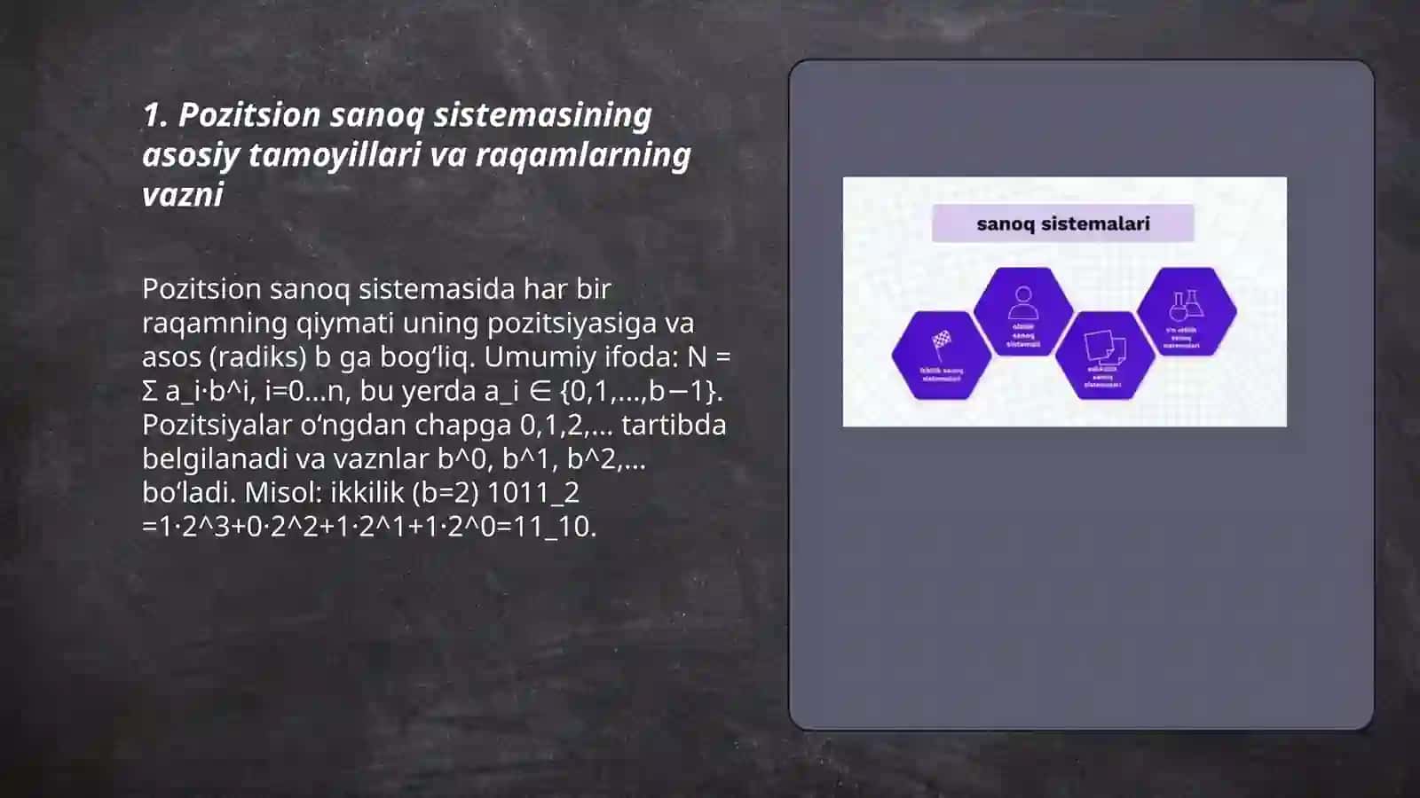 O‘ndan farqli pozitsion sanoq sistemalari 3