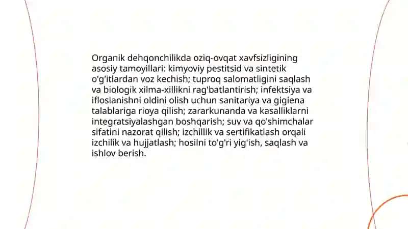 Organik dehqonchilikda oziq-ovqat xavfsizligining ahamiyati 3