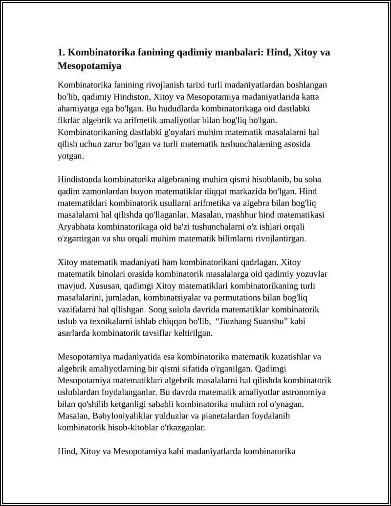 KOMBINATORIKA FANI RIVOJLANISH TARIXI MAVZI 3