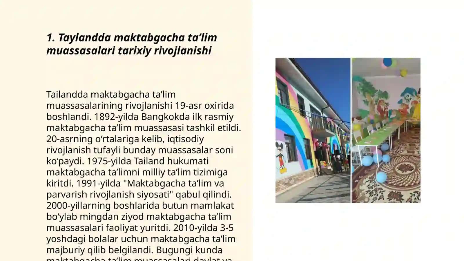 Tayland davlatida maktabgacha taʼlim muassasalari rivojlanishi 3
