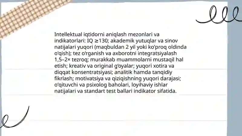 Intellektual iqtidor intellektual qobilyatli bolalar bilan ishlash 3