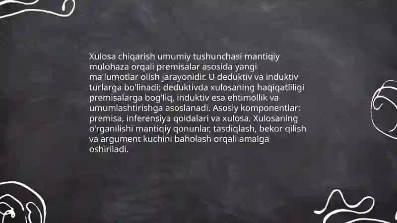 Xulosa chiqarishning umumiy mantiqiy tavsifi 3