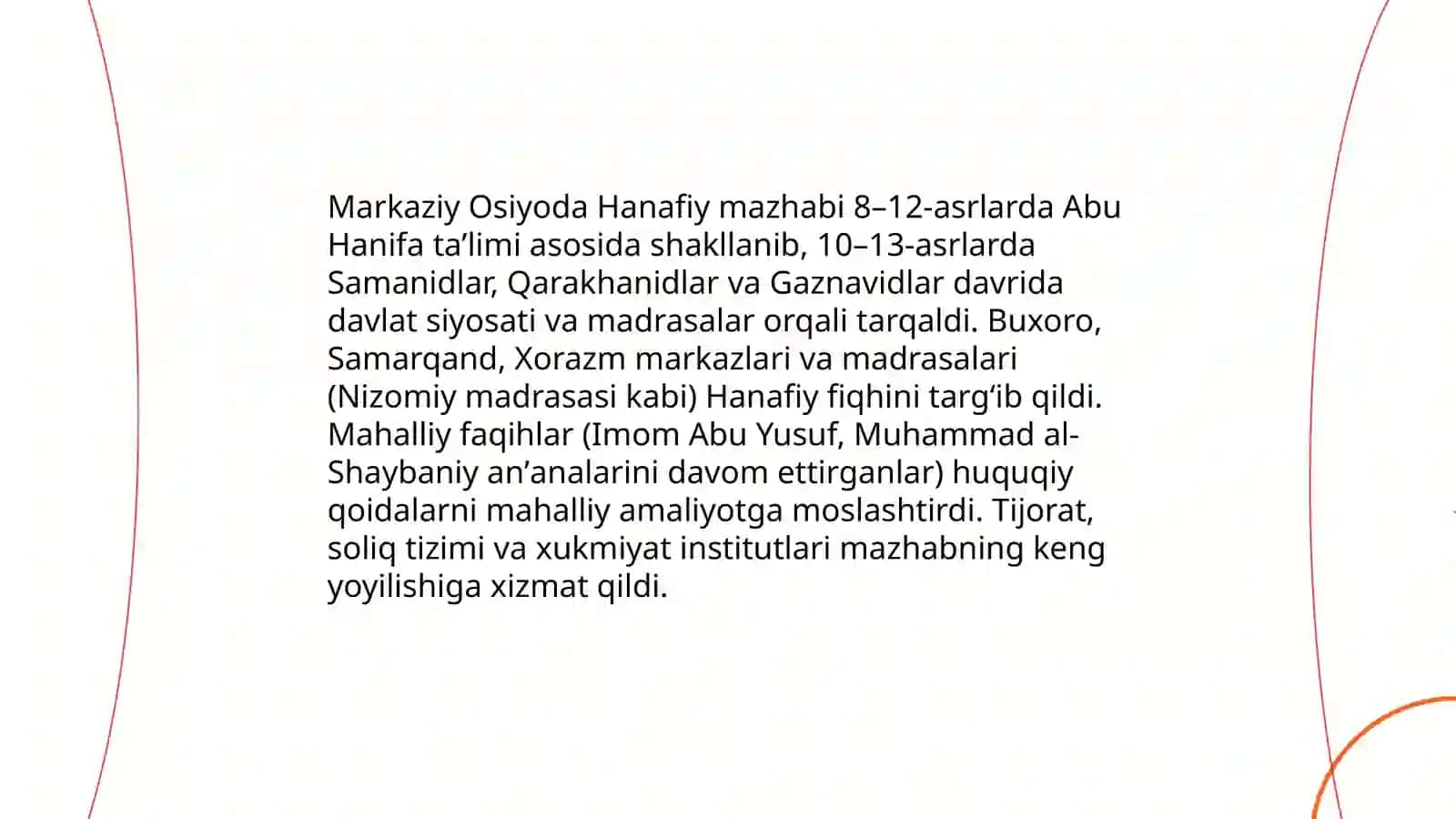 Hanafiy mazhabi rivojida Markaziy Osiyo faqihlarining roʻli va hissasi 3