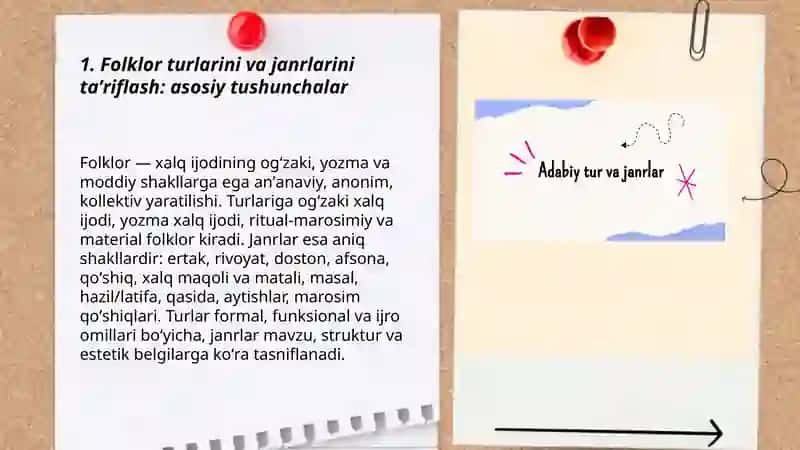 Folklorning tur va janrlarga boʻlinish masalalari 3