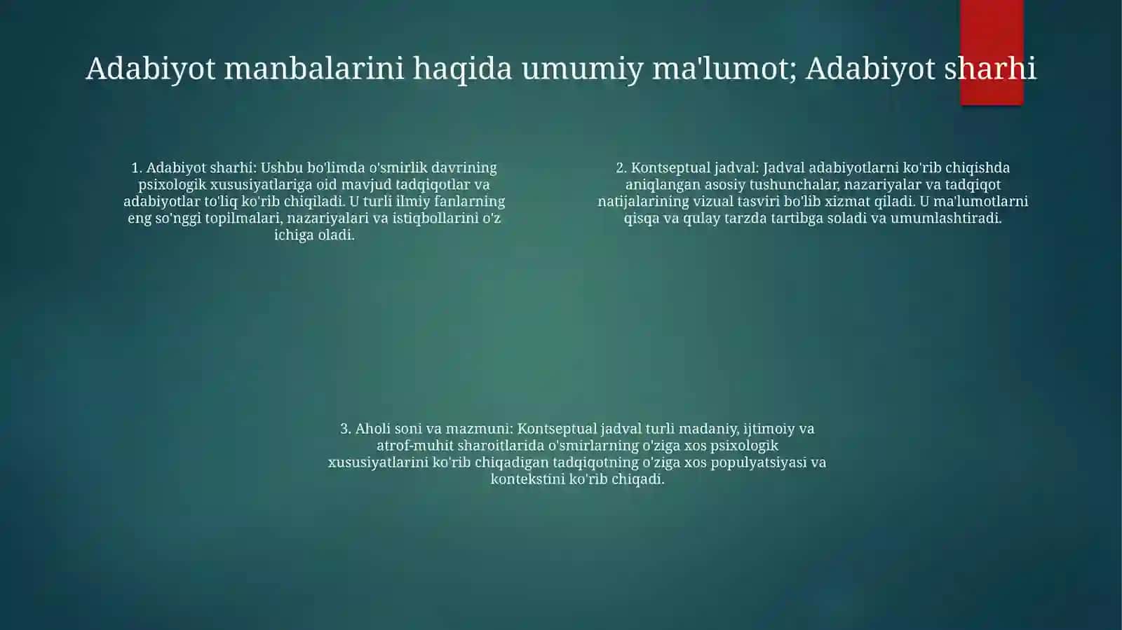 Yoshlik Davrining Psixologik Xususiyatlari Mavzusi Bo'Yicha "Konseptual Jadval" TayyorlashVaTo'Ldirish 3